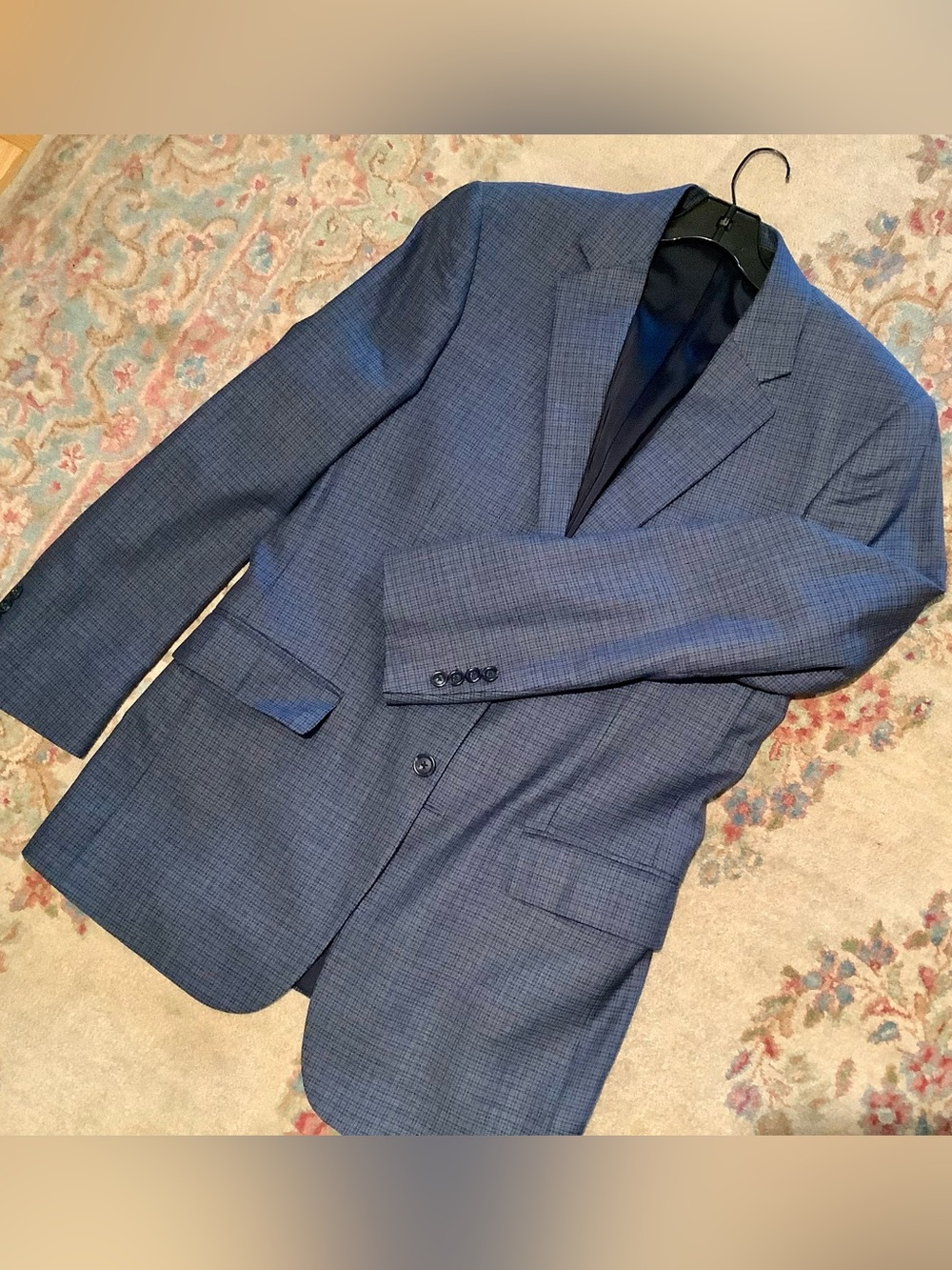 Jos A Bank Traveler Sport Coat Blazer - Blue Checked Wool - Men’s 40L - EUC
